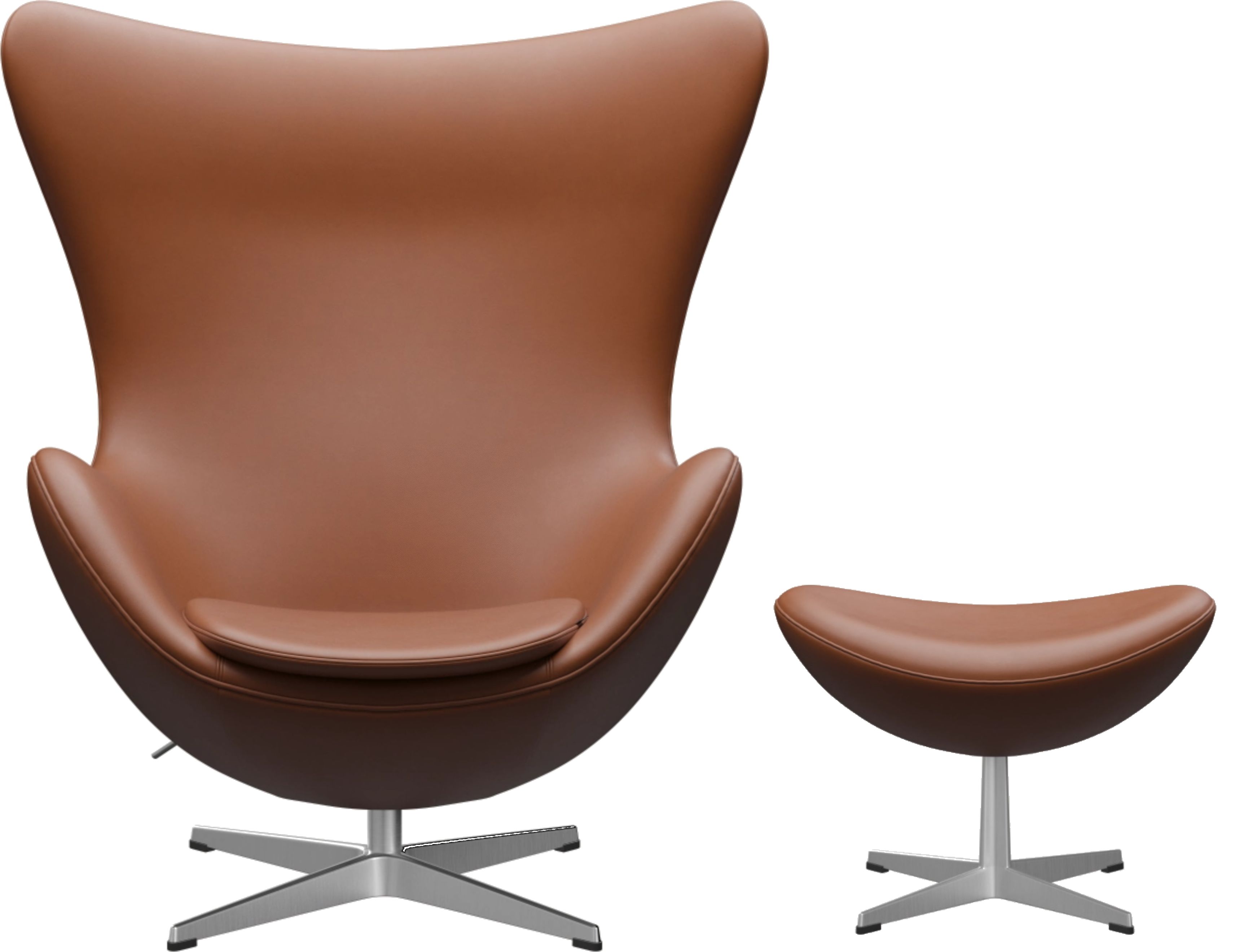 Egg Chair with Stool Action Model Essential Leather Fritz Hansen | Essential Leather Walnut | FRITZ HANSEN 3316 EL WALNUSS